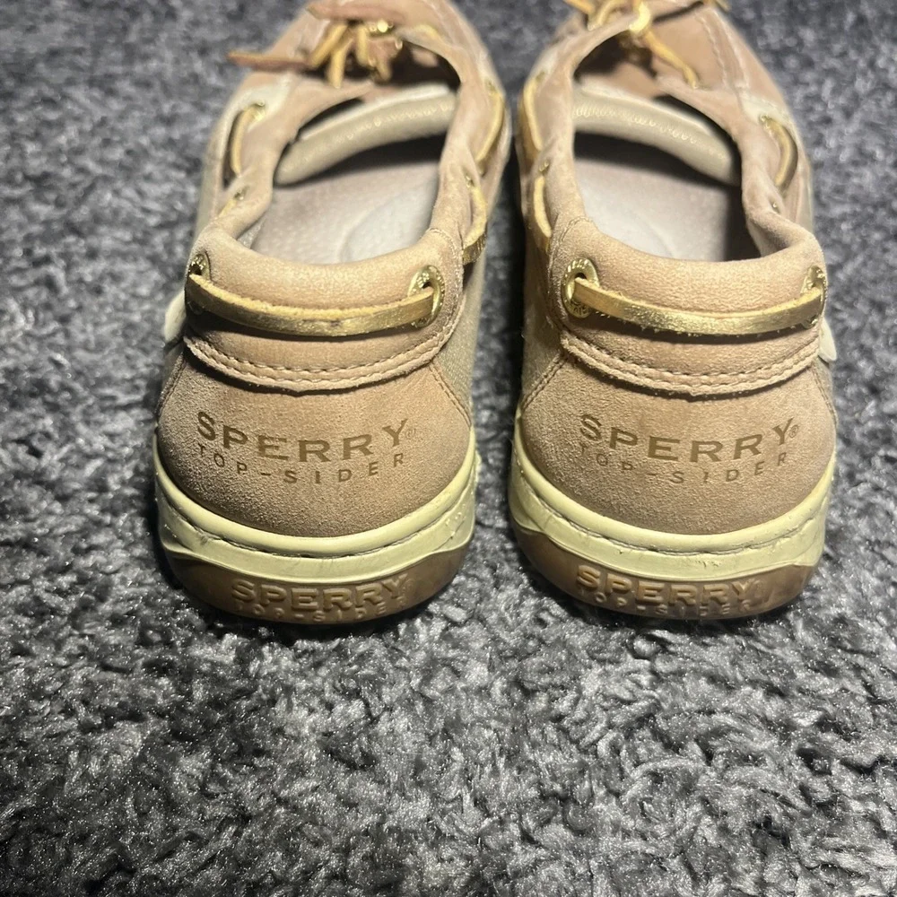 SPERRY TOP-SIDER 7.5 ‎ Boat Deck Tan/Gold Glitter Womens